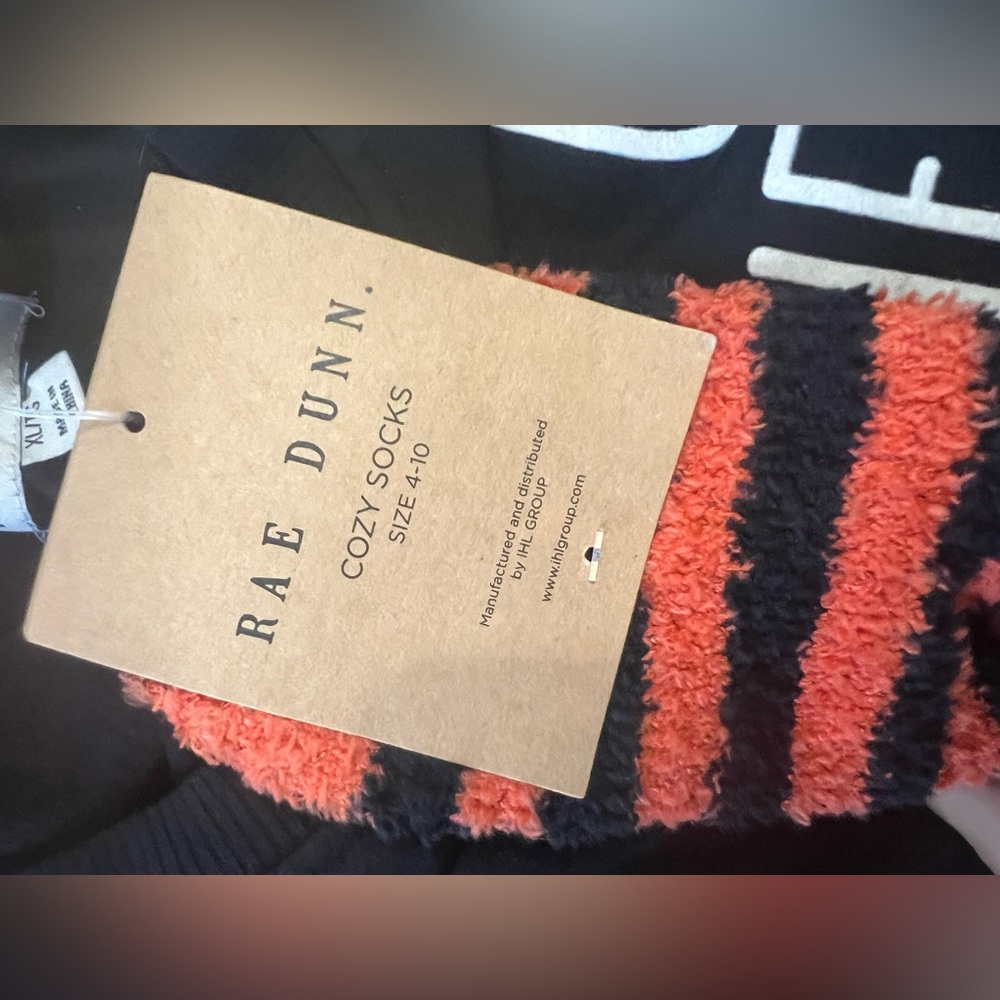 Rae Dunn Black Halloween Sweatshirt “Drink Up Witches” With matching socks - Picture 6 of 7
